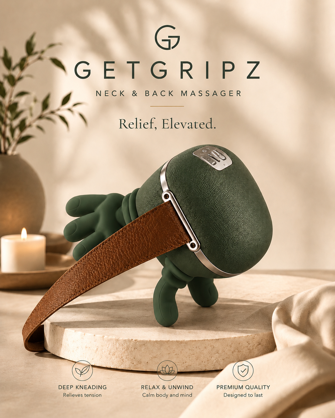 Gripz Luxe Massager - Heated Neck & Shoulder Relief