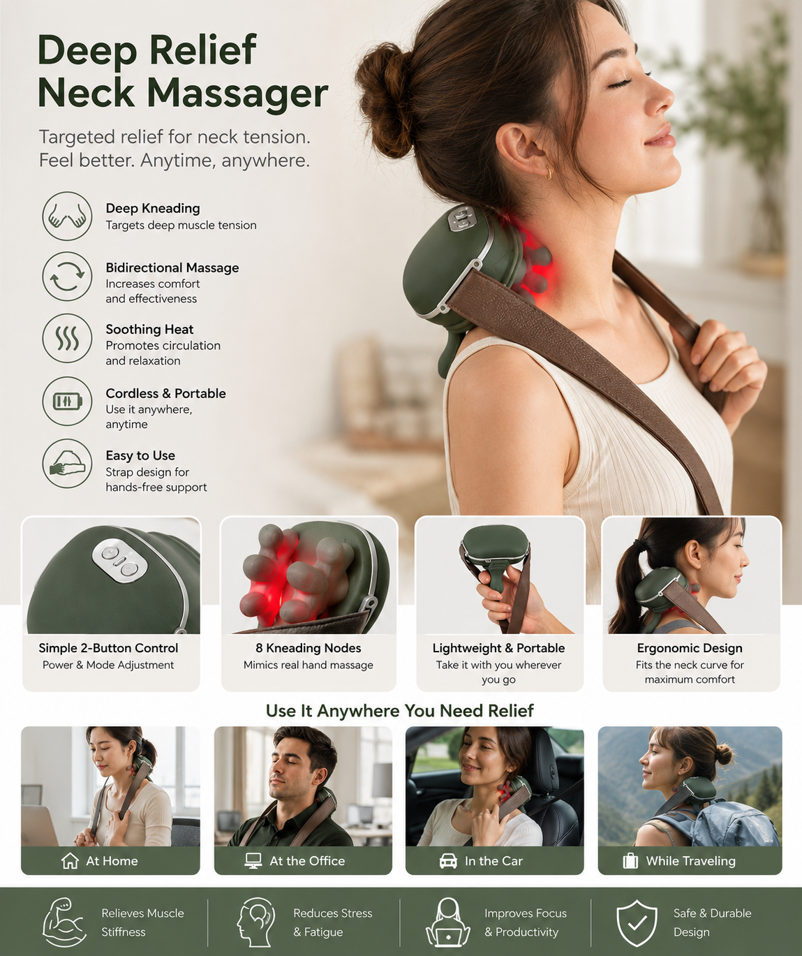 Gripz Luxe Massager - Heated Neck & Shoulder Relief